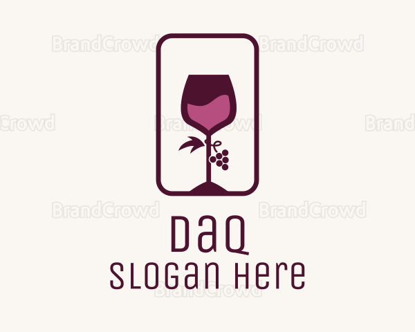 Wine Glass Grape Vineyard Logo