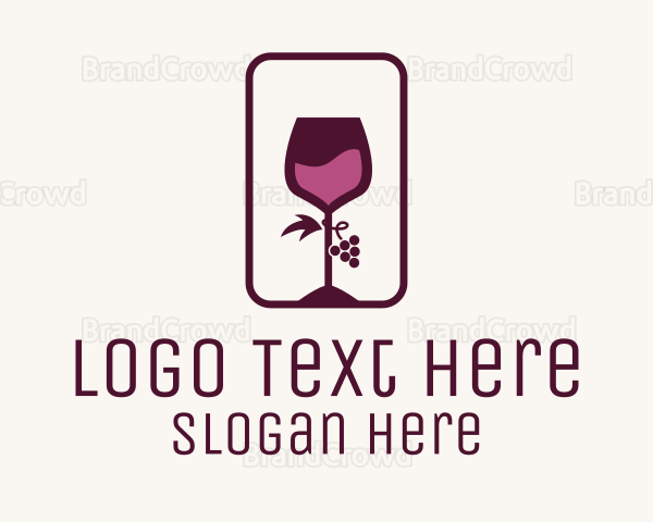 Wine Glass Grape Vineyard Logo