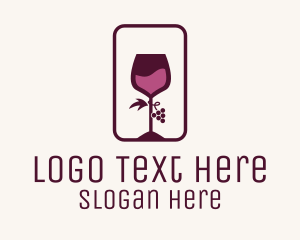 Grape Juice - Wine Glass Grape Vineyard logo design