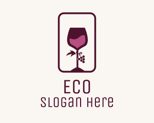 Wine Glass Grape Vineyard Logo