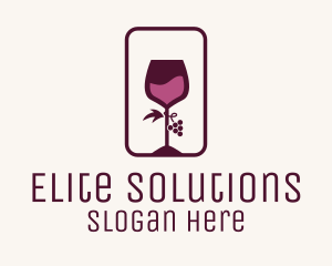 Wine Glass Grape Vineyard Logo