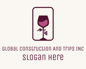 Wine Glass Grape Vineyard Logo