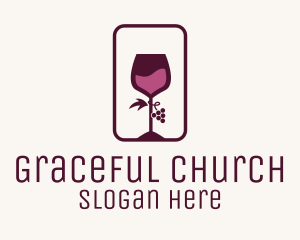 Wine Glass Grape Vineyard Logo