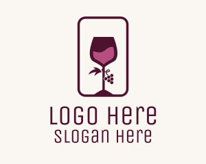 Wine Glass Grape Vineyard Logo