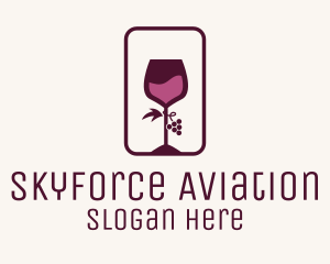 Wine Glass Grape Vineyard Logo