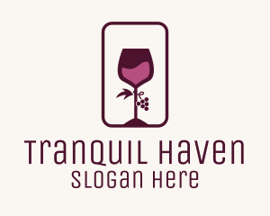 Wine Glass Grape Vineyard Logo