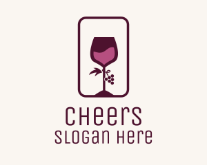 Wine Glass Grape Vineyard Logo