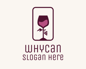 Wine Glass Grape Vineyard Logo