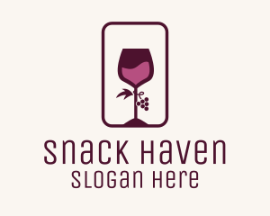 Wine Glass Grape Vineyard logo design