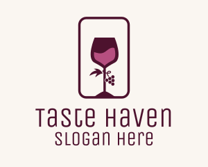 Wine Glass Grape Vineyard logo design