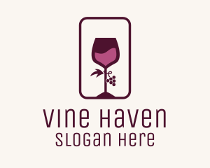 Wine Glass Grape Vineyard logo design