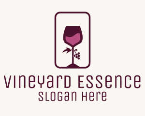 Wine Glass Grape Vineyard logo design