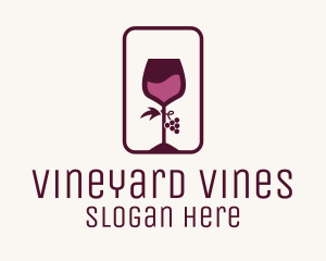 Wine Glass Grape Vineyard logo design