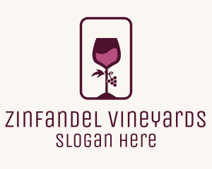 Wine Glass Grape Vineyard logo design