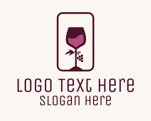 Booze - Wine Glass Grape Vineyard logo design