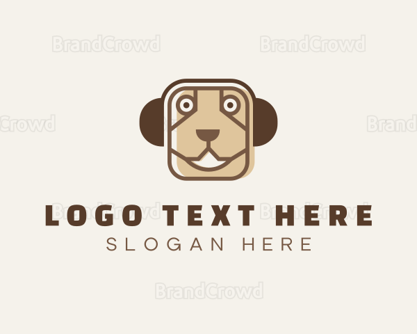 Headphones Dog Pet Logo