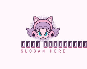Mascot - Cute Gamer Girl Headphones logo design