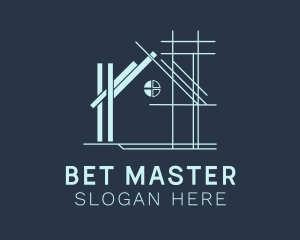 House Blueprint Construction  Logo