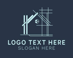 House Blueprint Construction  Logo