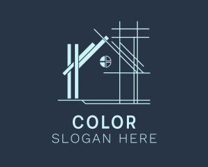 House Blueprint Construction  logo design