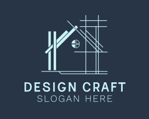 House Blueprint Construction  logo design