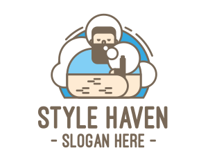 Barbershop - Hipster Vape Man logo design