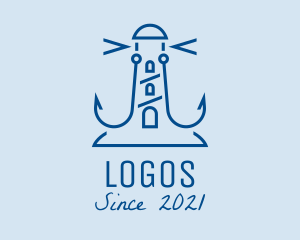 Navy - Minimalist Anchor Lighthouse logo design