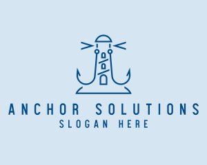 Minimalist Anchor Lighthouse logo design