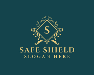 Floral Crest Shield logo design