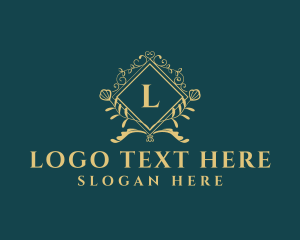 Organic - Floral Crest Shield logo design