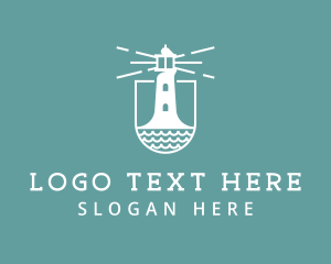 White Seaside Lighthouse logo design