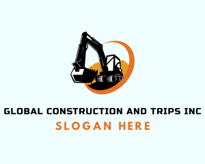 Excavator Construction Backhoe logo design