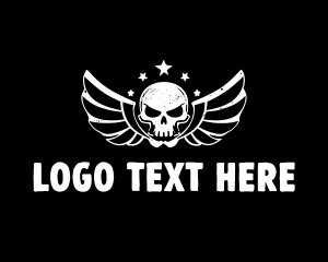 Weapon - Edgy Skull Wings Emblem logo design