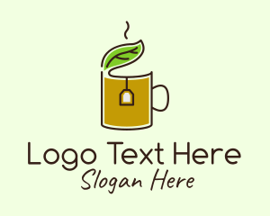 Loose Leaf Tea - Green Tea Herbal Leaf logo design