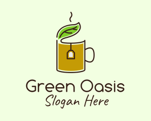 Green Tea Herbal Leaf logo design