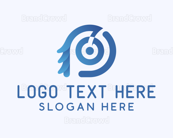 Blue Tech Target Letter D Logo