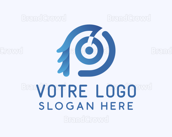 Blue Tech Target Letter D Logo
