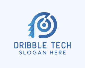 Blue Tech Target Letter D logo design