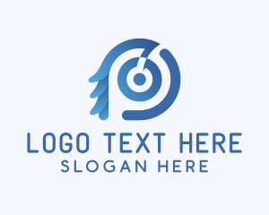 Application - Blue Tech Target Letter D logo design