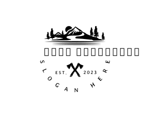 Camping - Axe Mountain Wood logo design