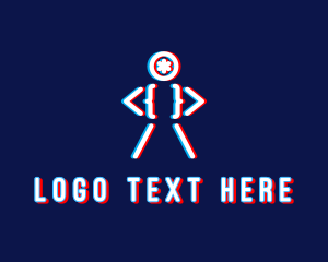 Cyber Space - Glitchy Dance Man logo design