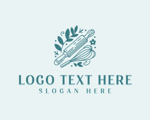 Catering - Bakery Rolling Pin Whisk logo design