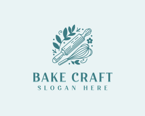 Bakery Rolling Pin Whisk logo design