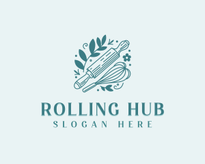 Bakery Rolling Pin Whisk logo design