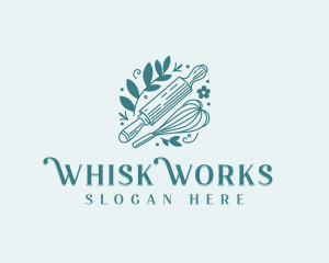 Bakery Rolling Pin Whisk logo design