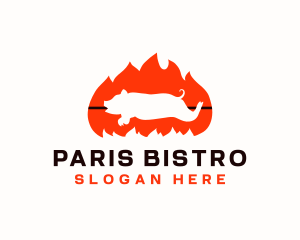 Flame BBQ Pig logo design