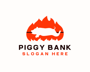 Flame BBQ Pig logo design