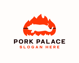 Flame BBQ Pig logo design