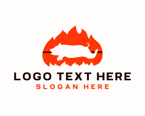 Pig - Flame BBQ Pig logo design