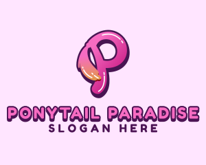 Ponytail - Ponytail Letter P Brand logo design